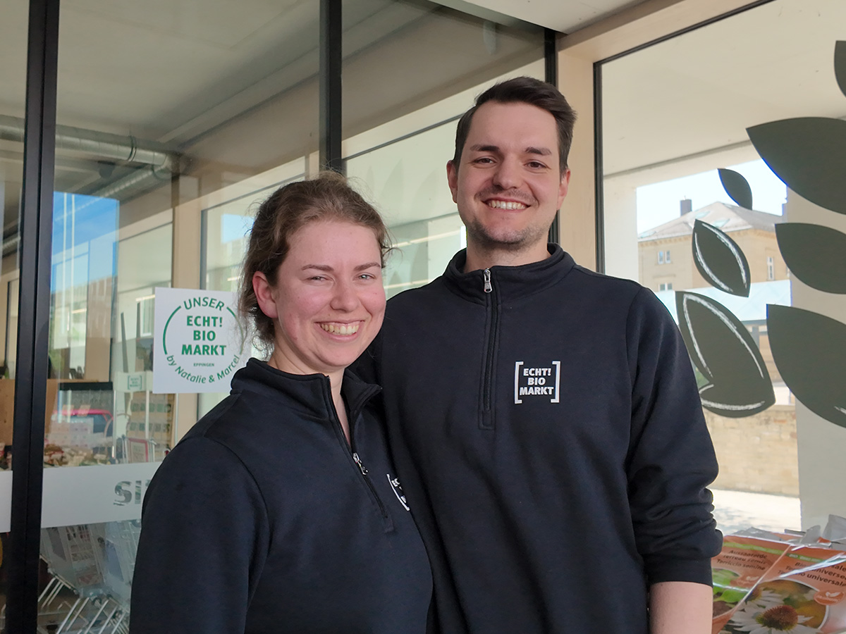 Marcel und Natalie Inhaber des Echt Bio-Markts 